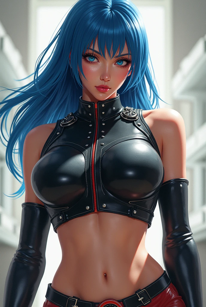 (((Adult Woman))), ((Best Quality)), ((masutepiece)), (Detailed: 1.4), (Absurd), Genesis evangelion neon style clothing, bobhair, Perfect proportions, Crysisnanosuit, Blue hair, Blue eyes, Hyper Realistic