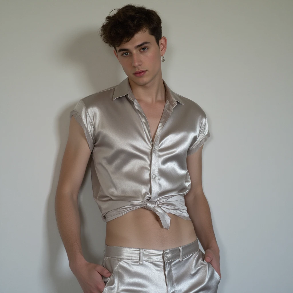 Behold a fashion editorial photo shoot featuring a photogenic and charming 19 year old male supermodel, ((mixed of Latino and Georgi Boyadzhiyski)), a symmetric young face adorned with natural blemishes and freckles:0.15, he boasts short salver buzz-cut hair, and a natural pale skin tone that embodies youthfulness and athleticism, skinny and lean body, pretty cute, Exuding a unique ???? allure with his exotic look, in a David Austin Rose gardens adorned with wild colorful roses flowers, ((wearing white sheer Jockstrap with thick ???? line)), semi bulge, the focus subtly directed towards it. Against the backdrop of vibrant greenery, he is captured in a (full-body photo), stand ???????????? the camera perspective, interesting dynamic view, amazing composition, HDR, volumetric lighting, ultra quality, elegant, highly detailed, masterpiece, best quality, high resolution, emphasizing his captivating presence and the intricate details of the surroundings. The photograph is taken with a Canon EOS R6 camera using an 85mm f/1.8 lens at an f/2.2 aperture, utilizing natural light. Employing shadows enhances his features and adds depth to the composition. The careful layering and arrangement of his body parts and surrounding objects ensure a flawless composition. This masterpiece celebrates the beauty of the male form and invites viewers to immerse themselves in a world of sophistication and charm. The seductive lighting and intricate details, combined with a dramatic composition, invite viewers to revel in the essence of a fun-filled day, brimming with joy and relaxation. Attention is meticulously paid to the layers and arrangement of his body parts and surrounding objects, ensuring correct body structure and photo distance. The romantic atmosphere, paired with a lively and extremely gorgeous background, enhances the overall allure of this exquisite image,