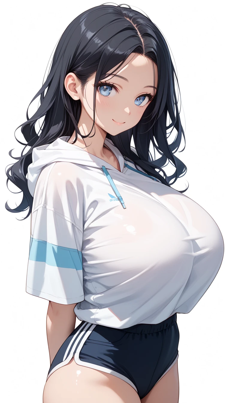 (Upper Body),alone,Medium Shot,18-year-old,(Soil ground:1.4),(School grounds:1.4),(masterpiece:1.4),anime,Portraiture, 8K,Realistic, 18-year-old,Elegant mature woman, Brown eyes, (Black Hair:1.4), smile,Big Breasts,(Gym clothes with short sleeves:1.4),( white gym clothes:1.4),(arm behind head:1.4),(Outdoor:1.4),(rain,Schoolyard:1.4),Wet,(wet cloth:1.4),Sweat,Straight long hair, Beautiful breasts,(See-through :1.3), 4K resolution, High quality CG, Beautiful CG, Soft Light,(wet:1.3),(学校のSchoolyard,Outdoor:1.4)