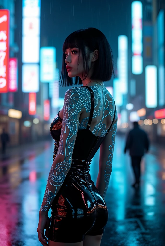 Create a hyper detailed photograph of a cyber sigilism tattoos muscular young sexy female berserker deathknight, Stunningly perfect gorgeous soft feminine face, perfect makeup, detailed vibrant Florent neon eyes, long hair, big beautiful muscular legs, big beautiful muscular arms, big back muscles, perfect body, muscular abs, detailed smooth skin, big breast, big muscular round ass,   , 