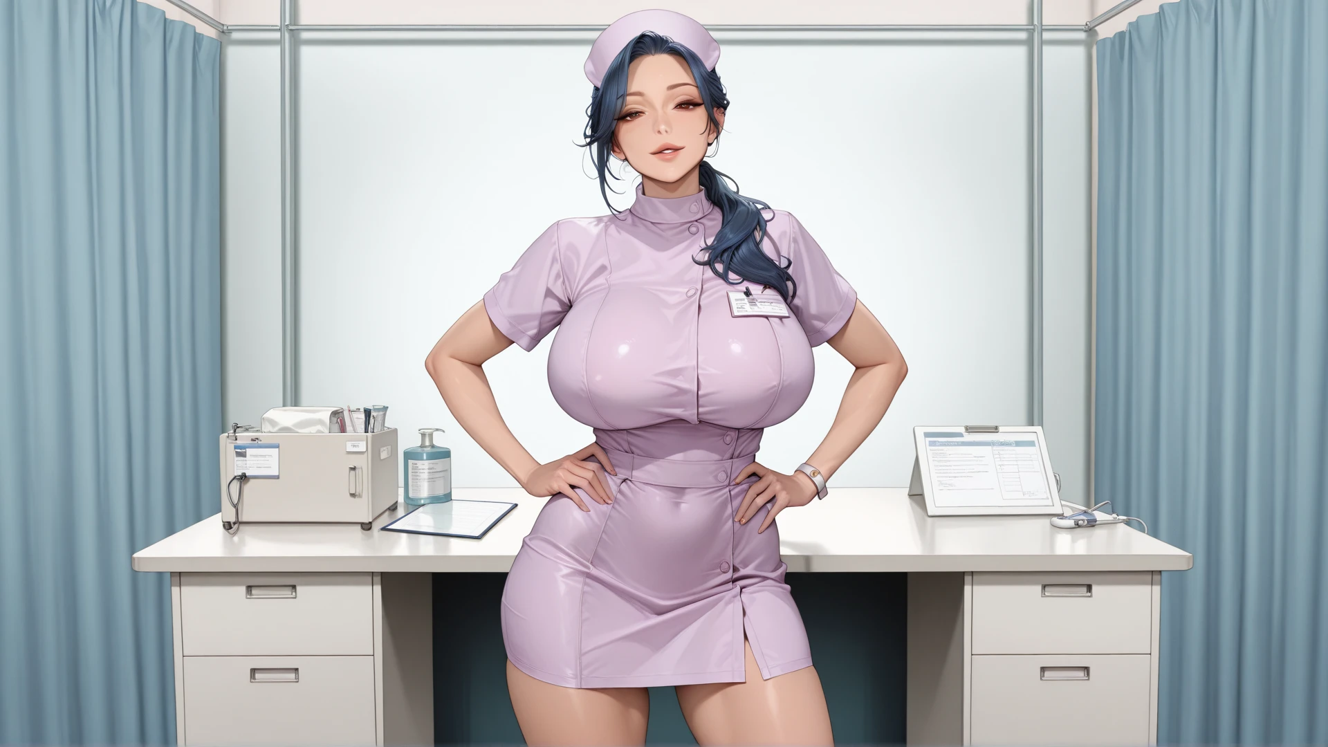 nurse uniform,hospital,  nurse suit,nurses,busty,elbow gloves,labcoat,grey hair woman,red eyes , gigantic ,medical instruments,asian nurse,two nurses,,examination room,oversize ,big ass ,, lay on table ,legs spreaded,giving birth,gyno chair , dentist,,,translucent uniform,oversize breasts