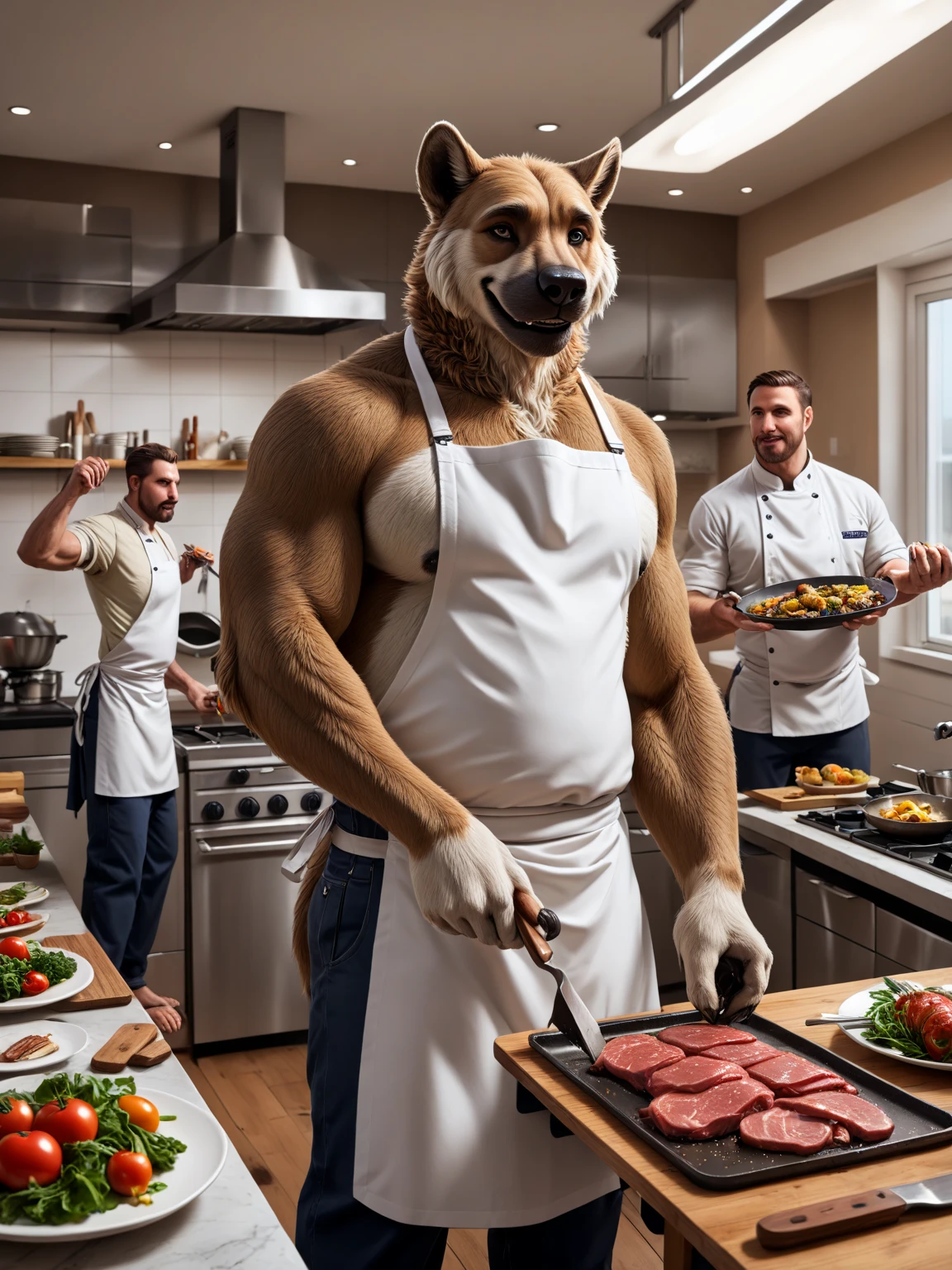 Super buff dog holding taco