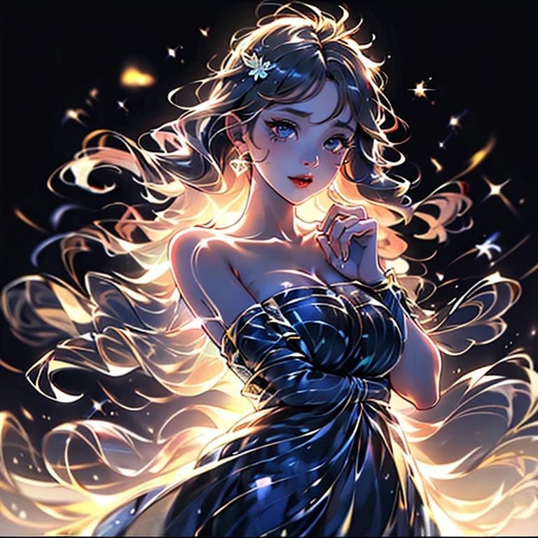 Girl sleeping on bed at midnight。
