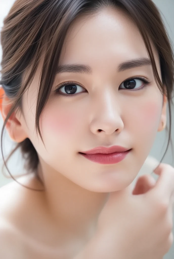 masterpiece , highest quality, Super detailed, photograph, very delicate and beautiful,High resolution, 1 girl, 25 years old, beautiful japanese girl, small breasts, plump lips, wavy hair,short hair, I have one small mole under my eye, fine eyes,detailed  features, arm details,finger details,thin legs, Bedroom,sleeping in bed, Off-the-shoulder black sweater, perfect dynamic composition, Beautiful fine eyes , beach, sexy face, A face feeling , ((Face at the peak of  excitement)), ((How your face feels during )), (cyan light), film grain, Single-lens reflex camera, 35mm lens focal length