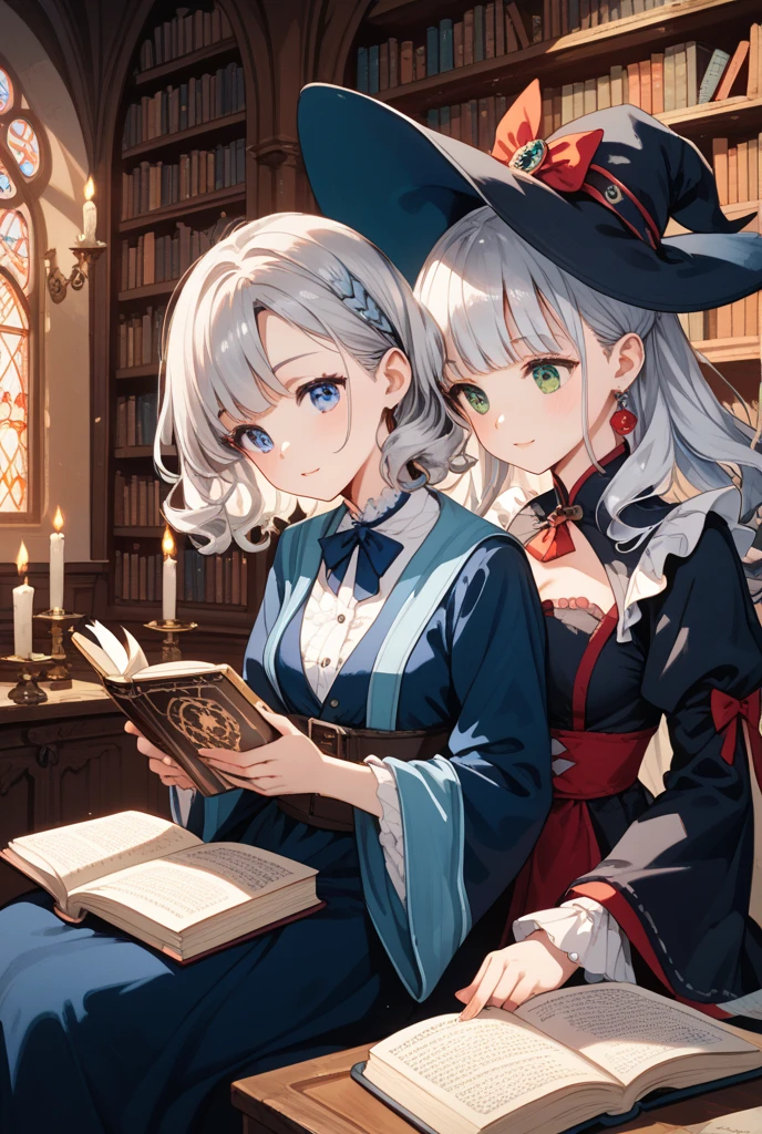 Girl at the table, 25 years, long curly brown hair, bright green eyes, who glow with warmth and enthusiasm 
, looks straight, slim build. In the hands of a book