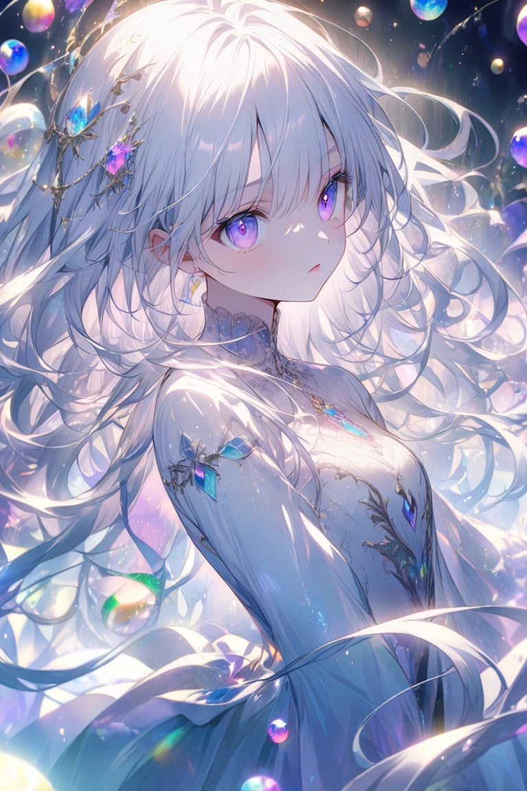 (Landscape photo, with a woman in the bottom right of photo:1.5, in white garden:1.5), Masterpiece, best quality, (very detailed CG unity 8k wallpaper), (best quality), High definition RAW color art, Animation,sculptures, (black Marble Skin), (((Ultra detailed elegant))), Magical atmosphere, Detailed skin, Texture,(Intricately detailed, Fine detail, ultra-detail art), depth of fields, Bokeh, Silky Touch, Hyper Detail, beautiful eyes, elegant face, (upper body focus, squating:1.3), sparkle background, enormous breast:1.3, (silver hair), pose, muscle, rose,  ドラマチックな光, pastel purple, センターパート