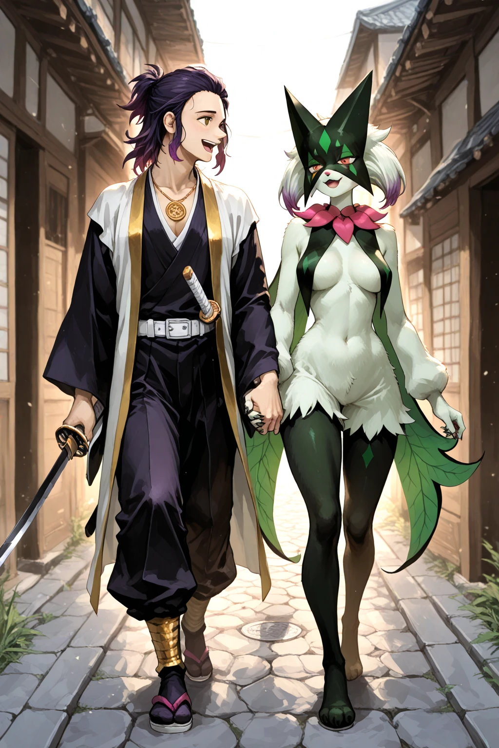 2 dark skinned girls, very detailed purple irises, wearing summoning robes, summoning circles, long hair, curled hair, covered in , holding ancient goblet full of , smiling, wrapped in tentacles, tentacles ripping off robes, kissing big black demon monster man
