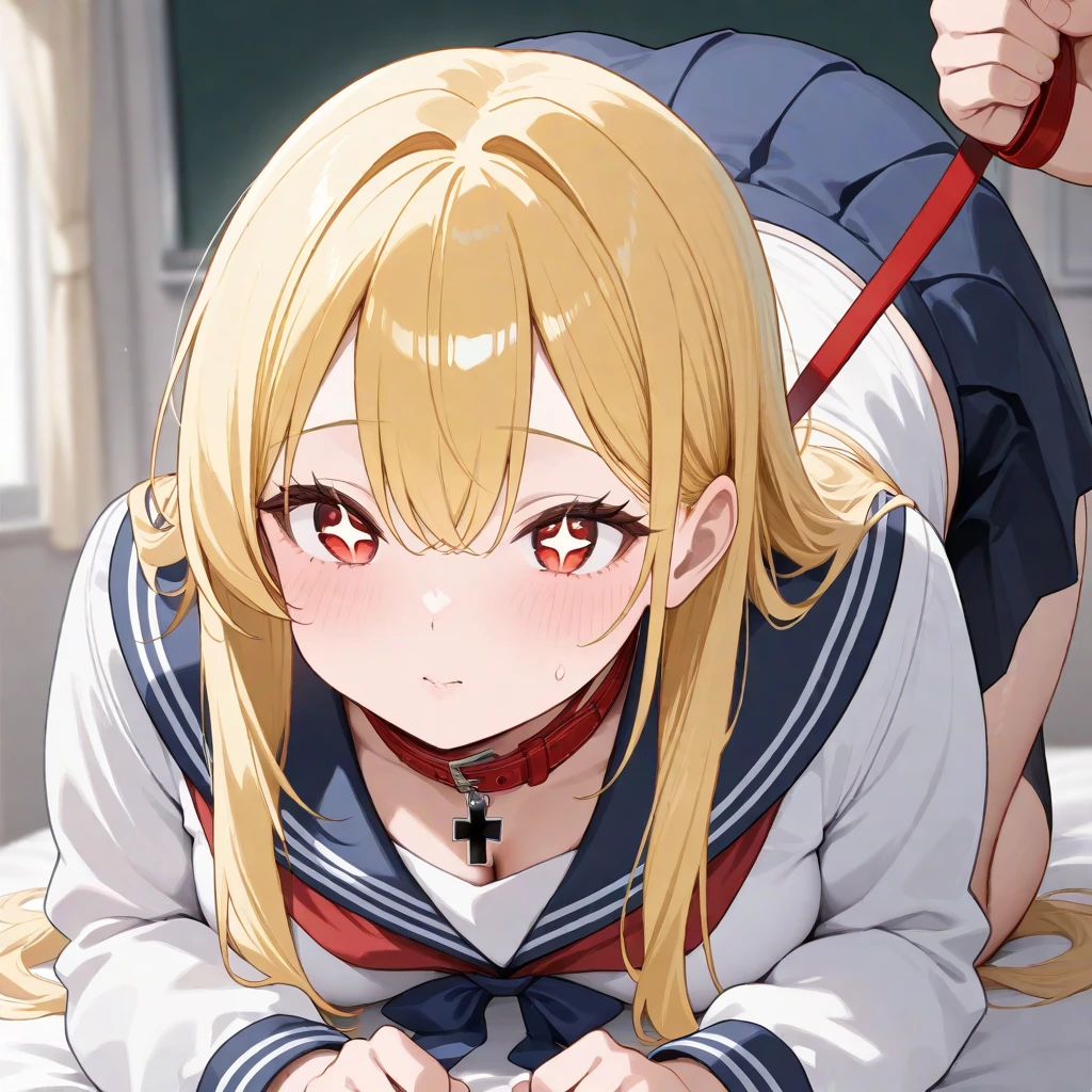 (1 boy, 1 girl), a teenage school girl in mixed  wrestling with a teenage boy, they are roughly the same age, the school girl is wearing a red pleaded careered skirt and a black pullover, the girl has a is a bit smaller than the boy, the girl has shoulder long hair, the boy is wearing casual clothes, teenage boy hogtied and struggling against the ropes, school girl applying more ropes to the teenage boys body, blushing boy dominated and controlled by the girl, the girl is smiling and laughing and tries to humiliate the teenage boy, the teenage boy is blushing and ashamed and is gritting his teeth, he desperately tries to break free but to no avail, the boy struggles and squirms against the ropes, the girl is sitting on top of the teenage boy to prevent him from moving and has ropes in her hands and uses them to tie up the arms of the teenage boy behind his back,the arms of the teenage boy are completely tied behind his back in lots of ropes, the teenage boy looks very embarrased and ashamed, the girl is saying „this must be embarrassing for you“ , huge struggle, many viewers watching, wrestling ring,intricate rope work, teenage boy blushing and ashamed, dramatic lighting, highly detailed, photorealistic, 8k, masterpiece, teenage school girl vs teenage school boy, , power, control, beautiful teenage girl, detailed faces, teenage boy aggresively tied up by teenage girl, lots of rope, perfect eyes, detailed faces, squirm and struggle marks arround the boy