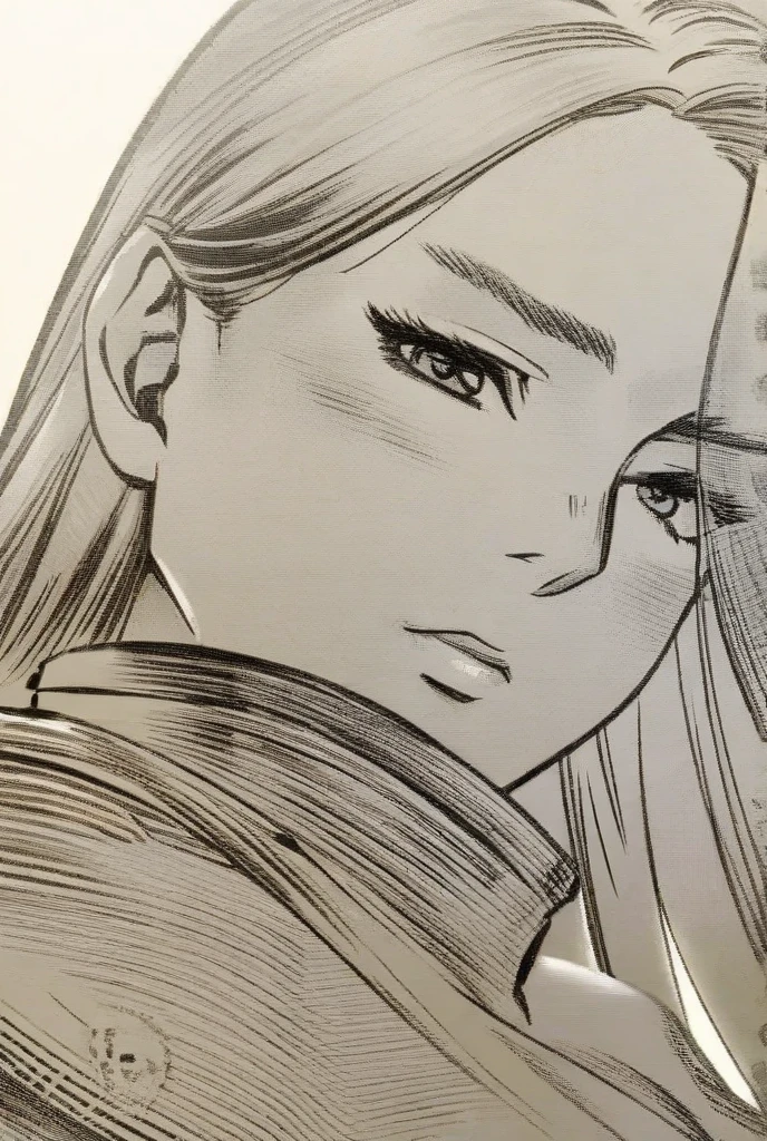 Top Quality, Masterpiece, Ultra High Resolution, 8K, Cream Sweater, Anime Style Little , Single, Ultra Detailed Line Art, Digital Enhancement, Anime Core, Flowing Fabric, Close Up, Shoulder Length and Short Braid, Staring Straight At You, Soft Drawing, Beautiful Black Hair, Looks Really Weak, Clear Eyes