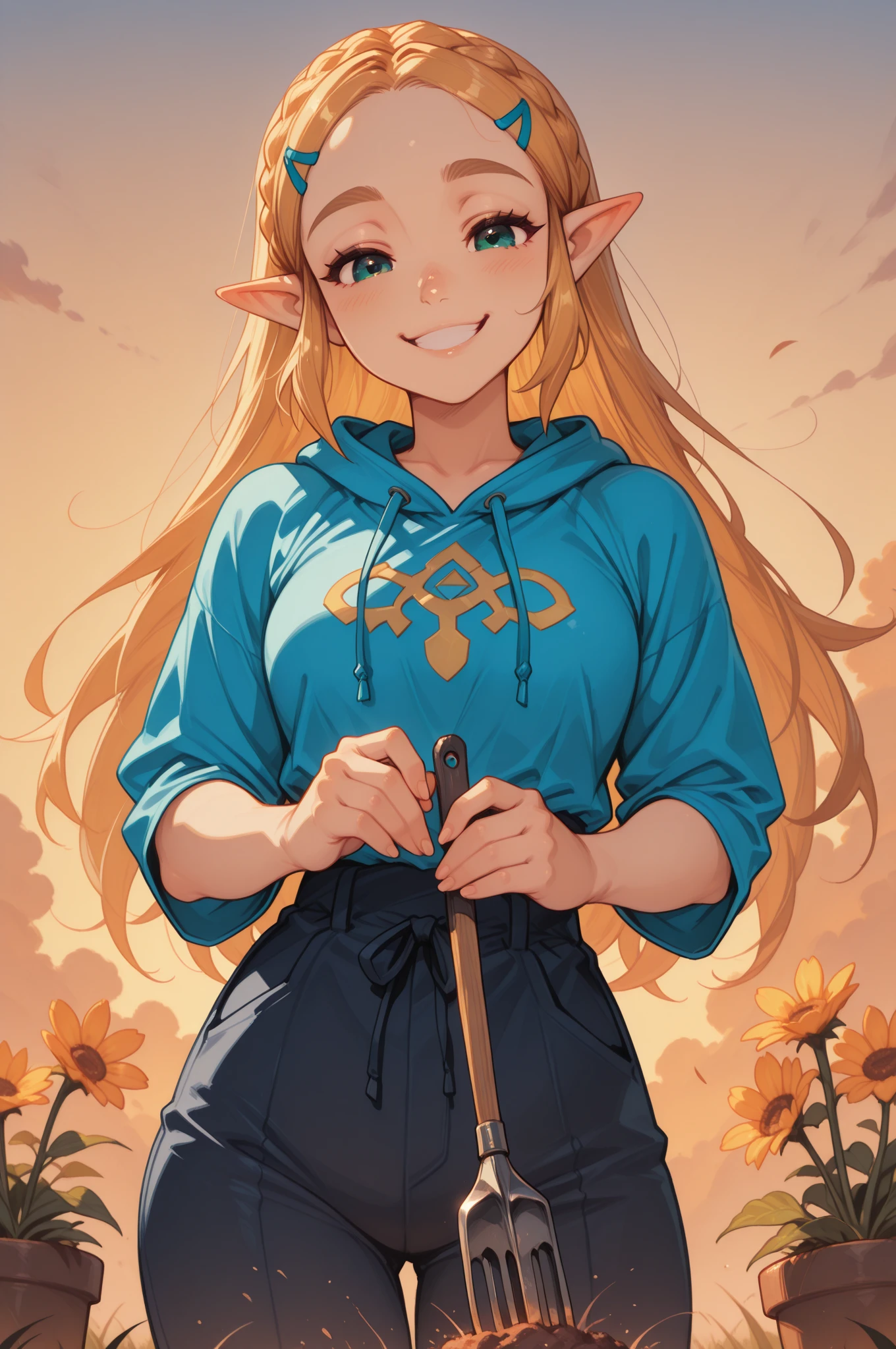 breath of the wild, princess zelda, ((( stain))), brown leggings, worried, embarrassed, (standing)