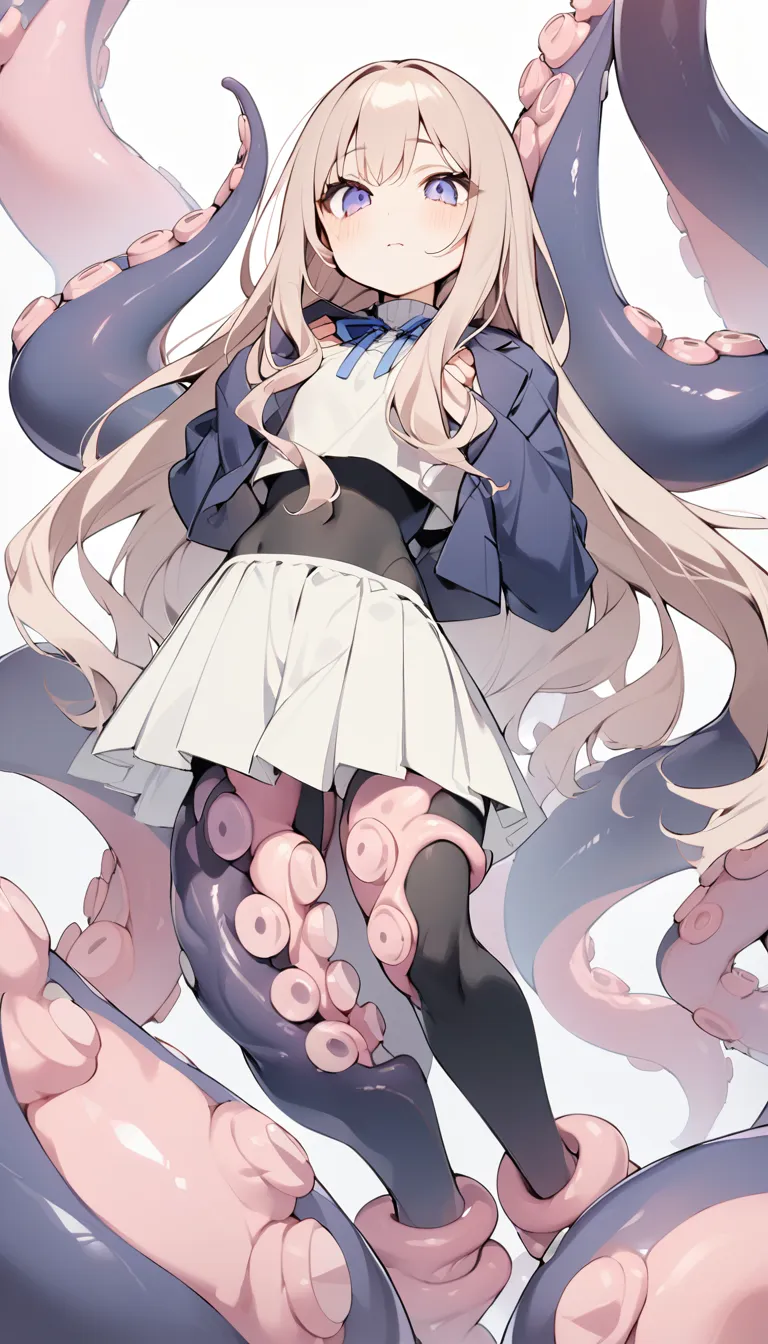 ((best quality)), ((highly detailed)), absurdres, (detailed eyes),1girl,20 years old,solo,long hair,pink hair,(((white shirt,black standart tie,black skirt))),((baddest pose)), cowboy shot, (((scylla))), (((octopus girl))), standing, (tentacles:1.33), (suction cups:1.33), (fused:1.33), ((tentacle legs)), squidlegs, ((underwater,sea,night)), serious,