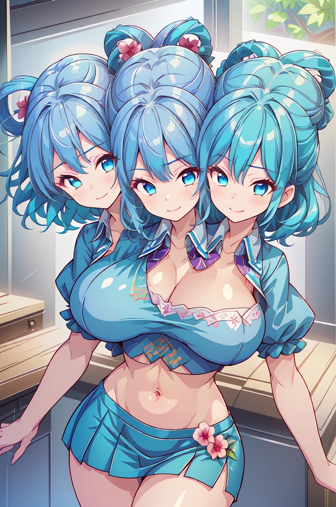 (masterpiece),(ultra-detailed), (high quality), (high resolution), (best quality:1.5, highres, UHD), highres, absurdo, ultra detail, ultra quality, Ultra resolution, 16k, ((3heads:1.5)), 1girl, ((anime girl with three heads)), snowy white hair,  icy blue hair, white bikini , casual wear, city beach shoreline background, smiling,  midriff, following icy blue eyes, ((mature woman)),  silhouette, cleavage, ((large breasts)) smooth and lustrous skin, sexy proportions, slim legs, ((beautifully tall and slim woman)), sexy pose, blushing aroused,  expressions