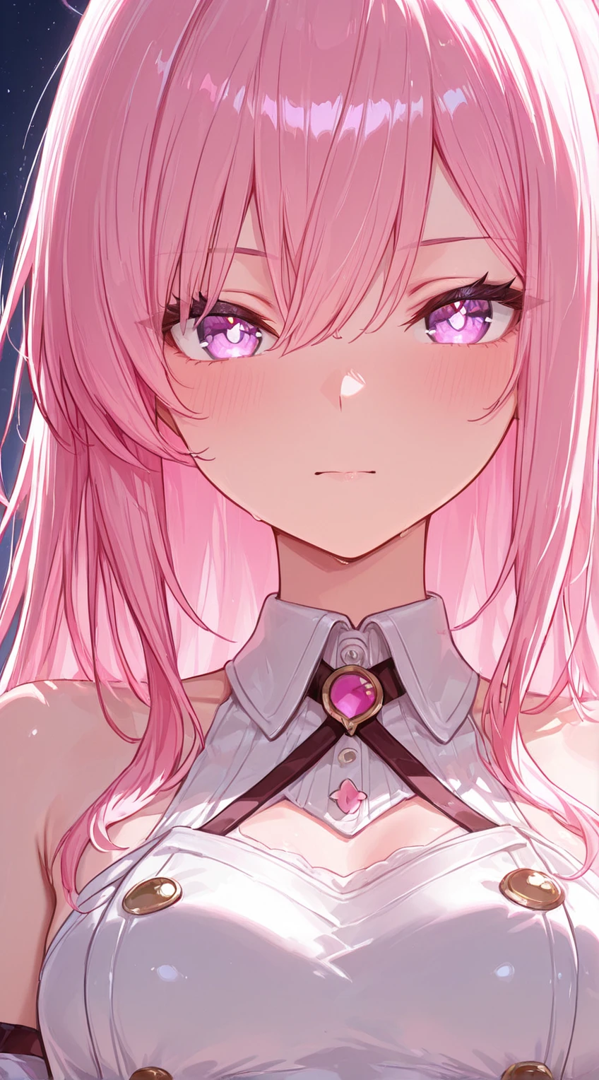 (masterpiece, best quality:1.2), expressive eyes, perfect face, highres, 1girl, solo, (female:1.5), SatoruGojo, blue eyes, upper body, looking at the viewer