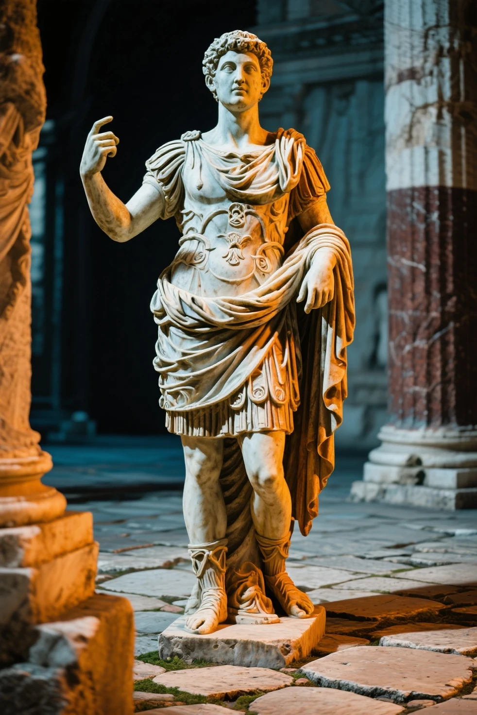 male roman graga statue, white color, very strong and defined, impose yourself, alpha, wise, serious. in ancient Greece




