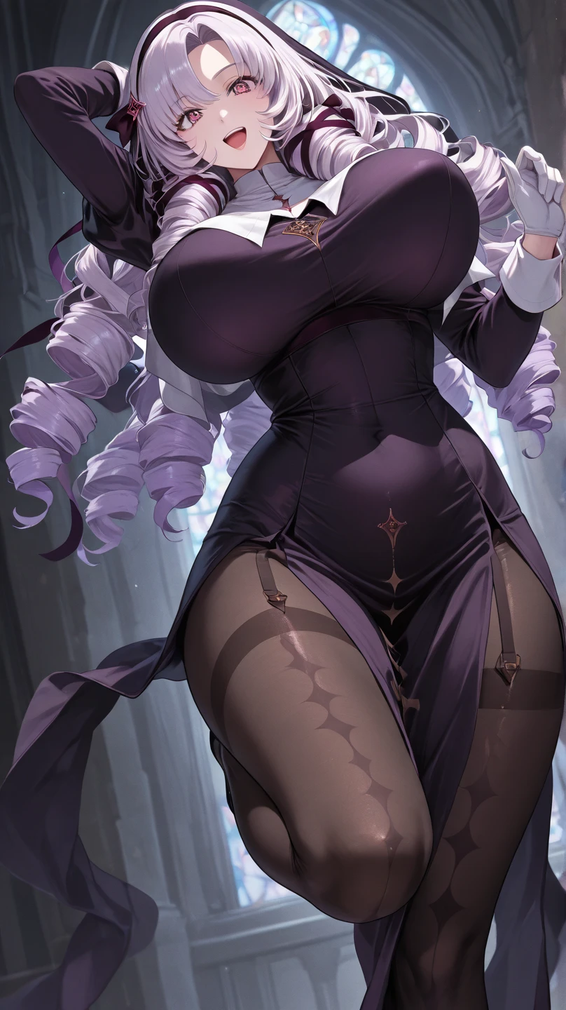 (masterpiece, best quality, perfect face, beautiful and aesthetic:1.2, dynamic angle, highest detailed face), (beautiful female elf witch, long messy hair, (silver hair:1.3), (purple eyes:1.2), huge breasts, narrow waist, perfect fit body), shapely butt, (thicc tights:1.1), (flawless porcelain skin:1.8, paleskin:1.4), (inside dark desolated cave), (blue purple theme:1.2), glowing, (blue aura:1.2), (blue magic energy swirling around:1.4), floating hair, telekinesis, blue energy magic swirling around, (extremely detailed eyes), detailed skin, skin pores, ((very revealing robes)), enchanting gaze, full body portrait, cinematic lighting, darkness, dark scene, (dim light), mute lighting, dimly lit, looking at viewer, seductivepose:1.4, full shot, (solo:1.4), (high quality, CG, 4k, extremely detailed, hyper realism, dramatic light, sharp, HDR) 