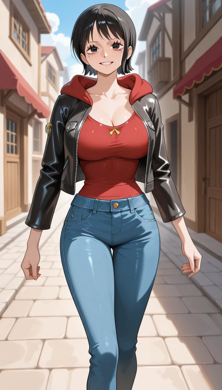 1 female, hourglass figure, pouty look, housewife, cleavage, Black turtleneck, small waist, thick thighs, orange hair, braided, hands on ????, tight jeans, masterpiece, 4k.
