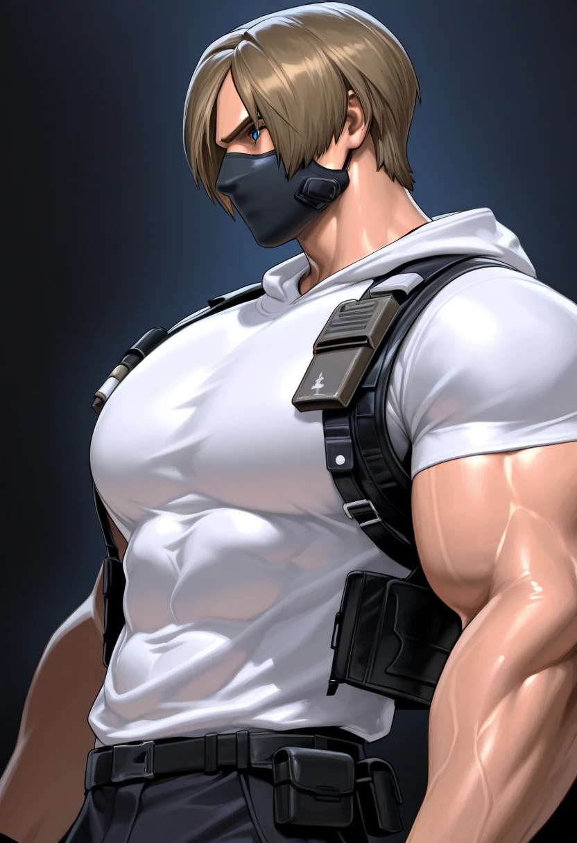 score_9, score_8_up, score_7_up, score_6_up, rating , focus male, source anime, score_9, score_8_up, score_7_up BREAK source_anime, 1boy, man, muscular, EPalicebodysuit, wearing EPalicebodysuit, pink , shrug \(clothing\), breast pocket, elbow strap, shoulder strap, multicolored gloves, sleeves past wrists, mask