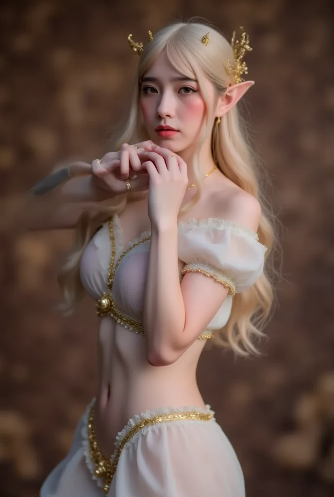 Umagaro beautiful  elf being sucked by a campfire 