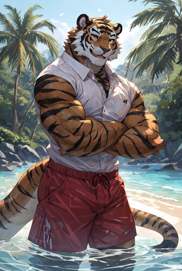 human nature, Wildlife, male,18 years old， solitary, ((Round Face, The face is plump,Orange eyes,Thick orange hair，With scars)), ((Endomorph, Handsome，Hot Blood)), (Sportswear，Clothes Damaged), ((domestic tiger, tiger，) Fluffy fur, Fluffy), Bokeh, (high quality, high resolution, masterpiece), (Dynamic Lighting, Vibrant colors), (Revitalize，Injuried，Disdain), Full body picture (close up), cartoon, author：Takemoto Arashi, From zixiong, By Chunni, author：Empty Ghost，（background：Snowy cities）