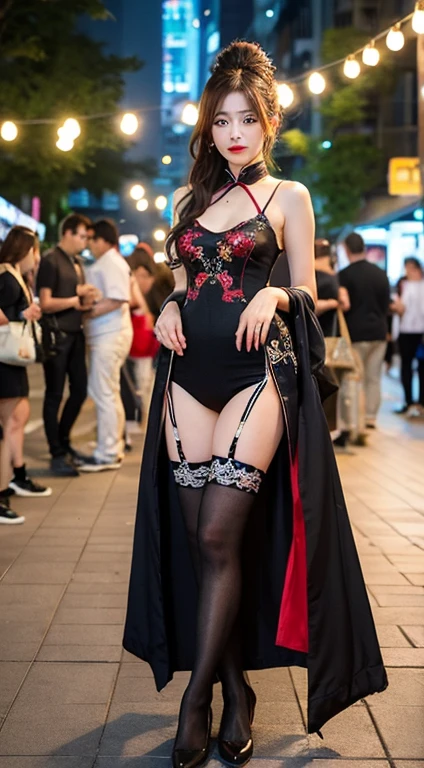 a gorgeous girl in Moulin Rouge style,(on Paris street :1.2), (night scenery), ulzzang-6500-v1.1, (raw photo:1.5), (photorealistic:1.8), beautiful detailed girls, very detailed eyes and faces, beautiful detailed eyes, ridiculous, incredibly ridiculous, huge file size, super detailed, high resolution, very detailed, best quality, masterpiece, photo, very detailed, CG, unified, 8k wallpaper, amazing, Fine details, masterpiece, best quality, very detailed CG  8k wallpaper, light on face, cinematic lighting, girls, 18 years old, ((no panties)), ((dynamic pose))), (?????????), (full body )