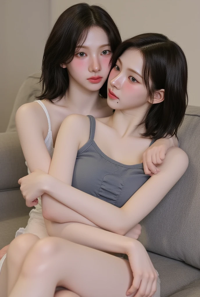 8K, RAW Photos, Fujifilm, ((Highest quality)), ((masterpiece)), (detailed), ((in the Living Room)),((one girl)),((?????)),長い髪と白いトップを持つアラフェアジア人woman, (no panties),美しい韓国人woman, 美しい若い韓国人woman, Young and adorable Korean face, ゴージャスな若い韓国人woman, Korean Girls, Girl cute beautiful face, 韓国のwomanアイドルの肖像, Young and pretty Asian face, Cute natural anime face,Asian pretty face,((glistening eyes)),((glistening eyes )),((large eyes)),(( pretty eyes)),((??????)),(detailed),Perfect Face,((One girl)), ((clear eyes)),(scrawny：weight1.0〜2.0)iris, Elevation, space, (Natural Light), Dramatic lighting, Chiaroscuro, Emotional depth,woman,((????)),((show off ??????)), ((flat ?????:1.5 )),?????,slender, (a short bob),(well-groomed hair),delicate,Small ???????,((Small ???????)),the body is slender,Beauty,Beauty,4K quality,Young face,Big eyes,Brown eyes,Perfect Face, 17years old,??????? are very small,Model Body Type,((scrawny:1.1)),Cute Face,Pink ???????,Symmetrical eyes,Glowing eyes,Natural smile,((Always show your ?????)),((Gaunt)),beautiful,((a short bob)), ((half body)),( ??????? models hoot style),((intricate choker necklace), strong facial expression,(sharp eye:1.2),(scowl:1.1),
, (embarrassed,blush:1.3),
,(steam:0.8),(wet:0.8),(sweat:0.8),(trembling:1.3)
,(parted lips:1.3),(harf open eyes:1.4),(feeling weak:1.5),(lips),(intricate earrings),((??????)), micro mini skirt,((Drooping eyes:1.3)),Droopy eyes