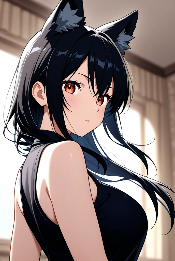 Describe the strongest female ninja。Her name is Tsuruhime。A proud, strong and noble woman。He is glaring at me.。 and defeated。black hair。ponytail。white clothes