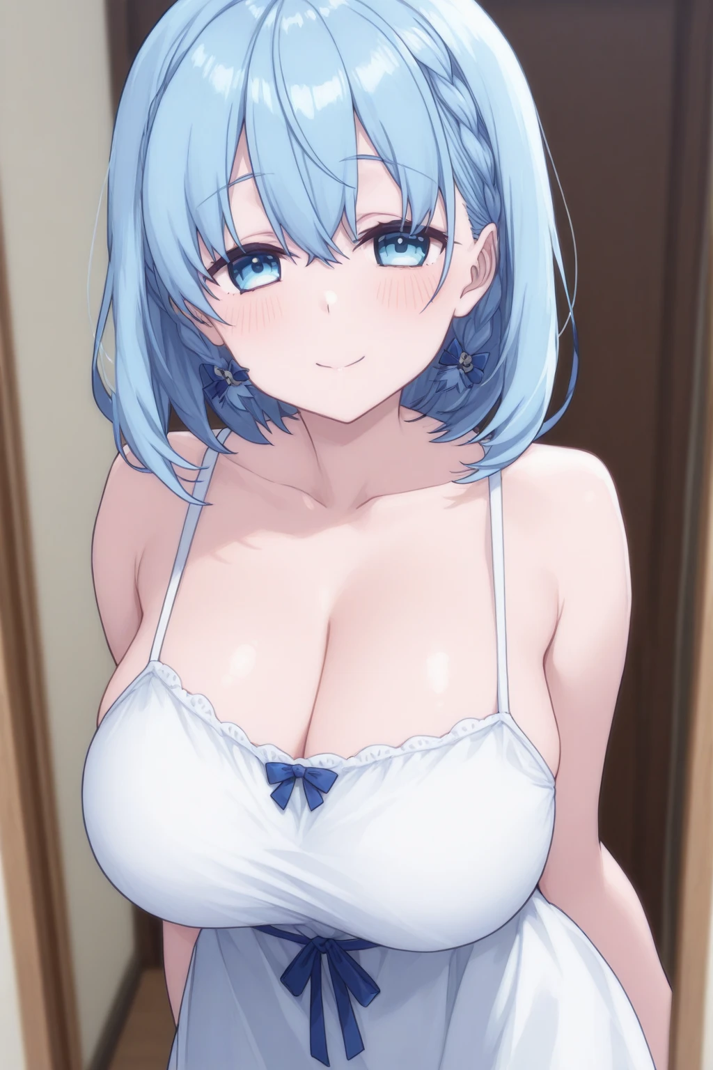 ((masterpiece)), ((best quality)), (ultra-detailed), ((kawaii)), cute, (lovely), ((????)), ((extremely detailed)), 4K, (8K), best quality, (beautiful), (anime style:1.2), flat color, painting, BREAK, dynamic pose ((????)), BREAK, upper body, gradation, Beautiful girl with  pale blue hair，with hair, short pale blue hair, White pupils，The legs are very thin，The legs are long, red eyelashes, ​masterpiece, BREAK, 1girl ((20 years old)), (black bunny girl), BREAK, ?????????????, Arms, short hair, (pale blue hair, Deep red Eyes:1.2), Sparkling eyes, (Perfect eyes:1.2), (Perfect iris:1.2), BREAK, (cool), BREAK, shiny-glistening, ultra shiny body, gleaming, Cute face, kawaii, ?????????????, delicate hair, BREAK, gray background , ((low camera angle, ground view)) Tall and tall，Thin, 8k, ultrarealistik, oficial art,