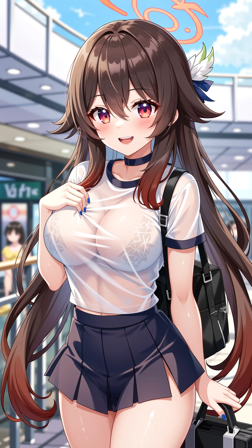 A woman  her jersey in the club room, , 