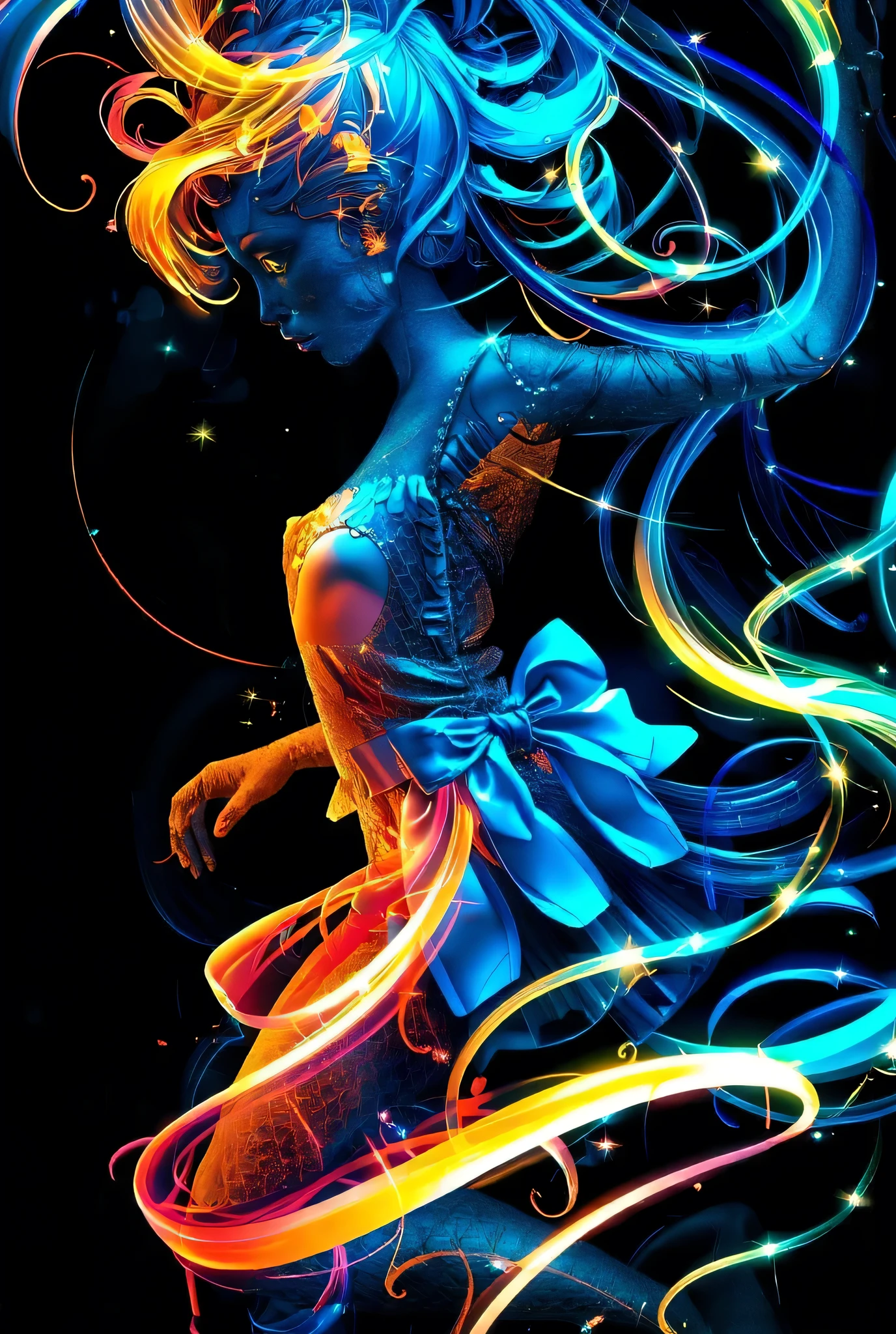 Alberto seveso art, dancing sillhouette, water ink, ink water, ink cloud, alberto seveso art, loose painting style, intricate detail, cinematic lighting, octane render, 8k render, volumetric lighting