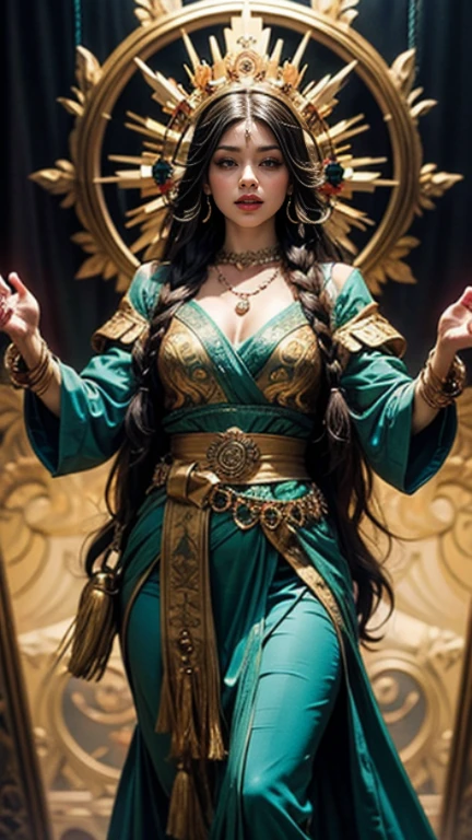 (masterpiece, top quality, best quality, official art, beautiful and aesthetic:1.2), (1girl), extreme detailed,colorful,highest detailed, official art, unity 8k wallpaper, ultra detailed, beautiful and aesthetic, beautiful, masterpiece, best quality, (zentangle, mandala, tangle, entangle) ,holy light,gold foil,gold leaf art,glitter drawing, PerfectNwsjMajic