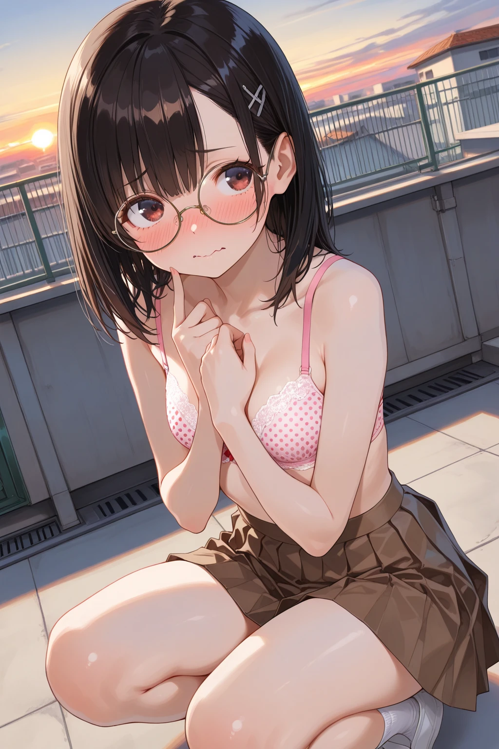 two women in a row、、Reverse Bunny Girl、masutepiece、top-quality、realisitic、Hyper-detailing、(Glossy skin、be sweaty:1.4)、absurderes、Looking at the camera、Brown hair、(Pink mesh)、Wear glasses、A slender、动态照明、hight resolution、foco nítido、depth of fields、A detailed eye、Angry face、Crying、Realistic eyes、(small tits:1.6)、(thick thight:1.0)、In the city、(a building is standing、In the crowd)、a lot of people、gargantilha、It's wet、Tears、body piercings、The tattoo、open mouth tongue out、sitting and 、Attach a collar、(The chain is connected to the collar)、Hands tied behind your back、Releasing a white liquid from the mouth、White liquid is coming out of the 、Face back and stick your butt out、、、 used for the body、Spread by hand、