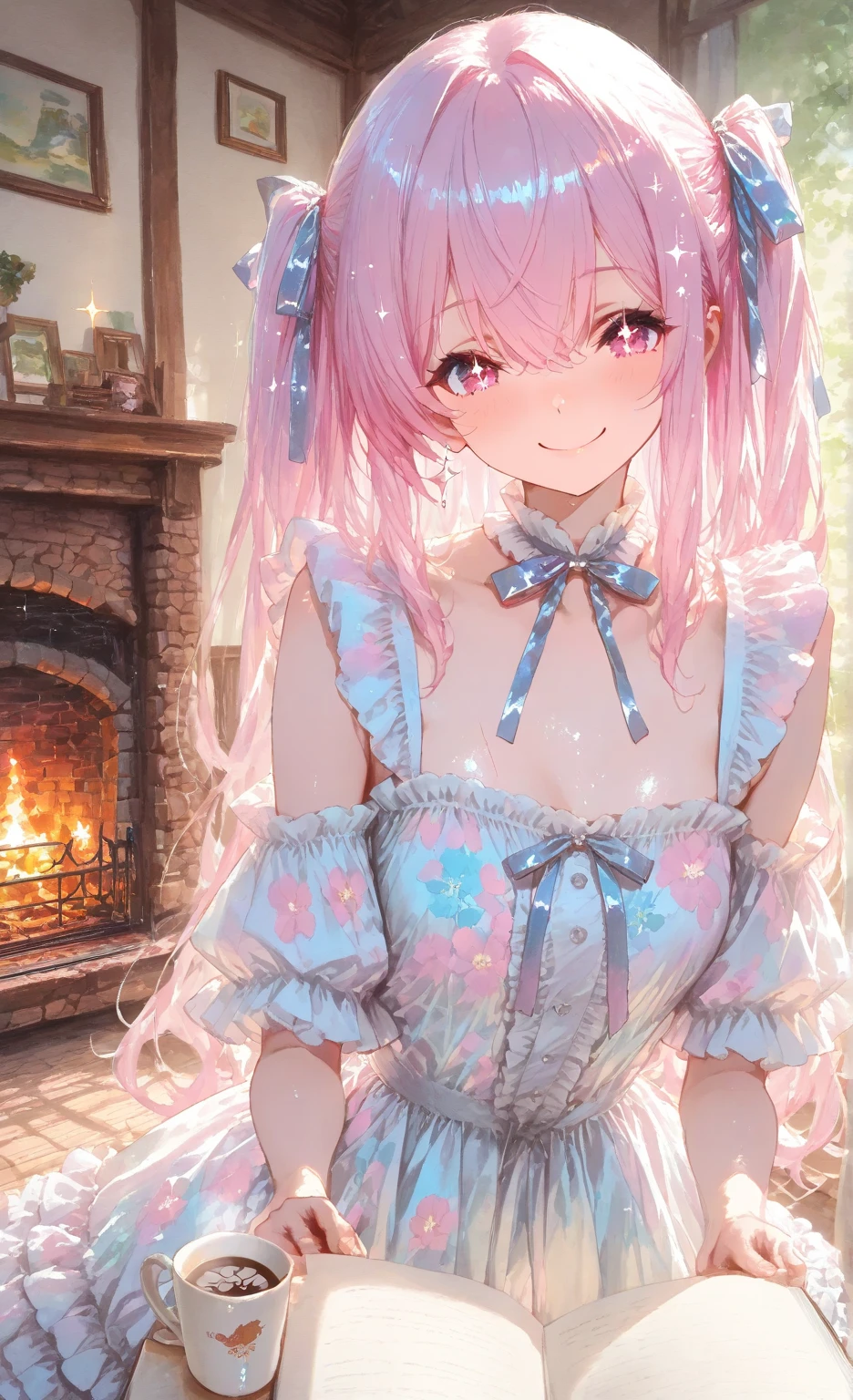 masterpiece, Highest quality, Illustration of the novel, High resolution,  , Sensual, Intimate, Emotional, Passionate, romantic, sweet, Adorable, Innocent, Pure, charmな, charmな, charm, mysterious, charmな, charmな, Immersive, charmな, dream-like, Surreal, Imaginative, Whimsical, Artistic, Avant-garde, timeless, elegant, Sophisticated, chic, Sophisticated, Personality, original, ((pretty girl'sMimic Chest:1.3))、smile