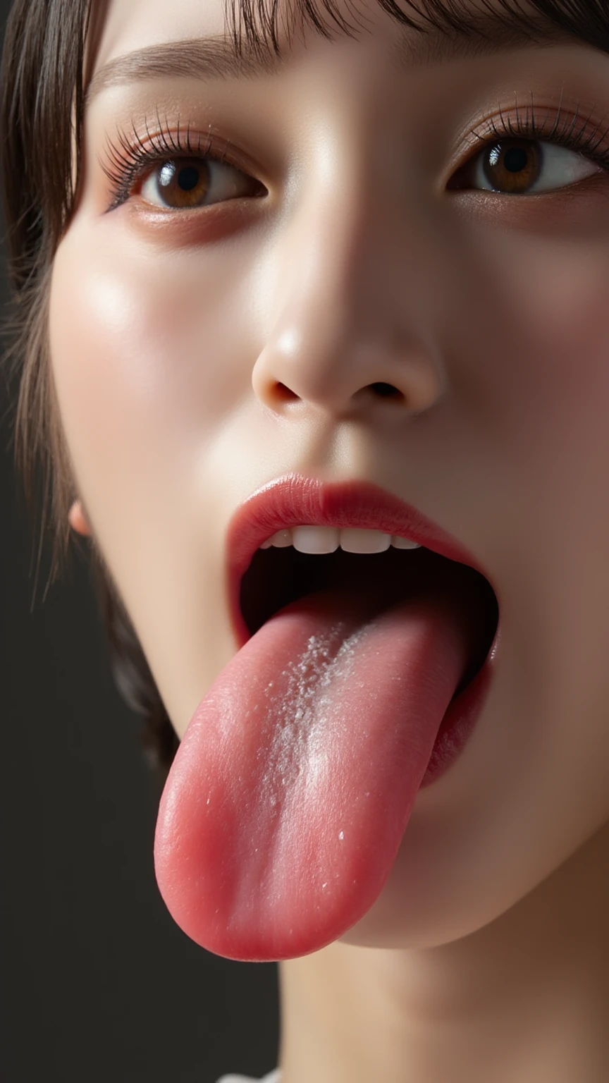 Peter Pan woman short hair, very hairy hirsute body with hairy legs and  big 