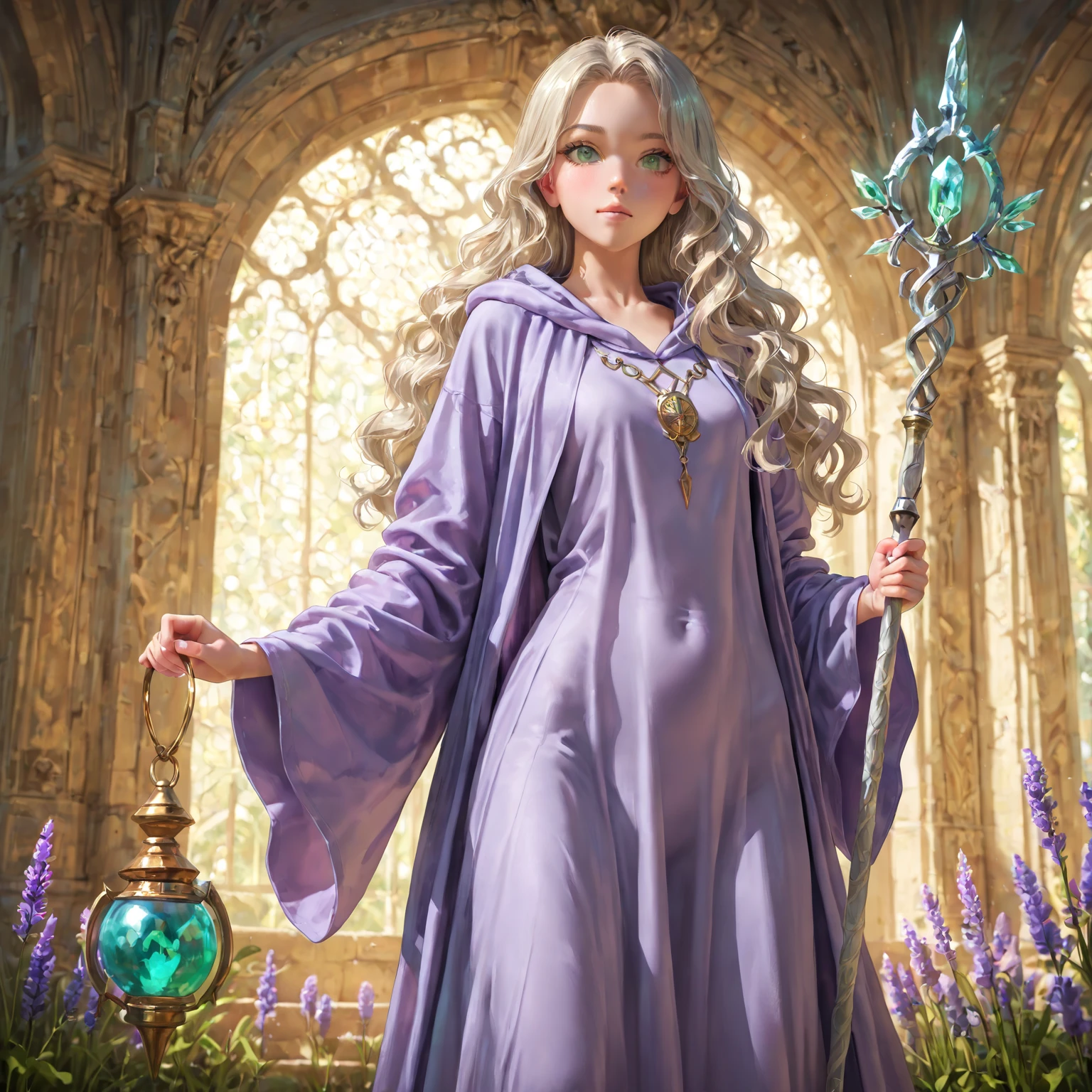 The Black Mage is a sorceress of renown and unparalleled power, known for her magical skill and imposing presence. Dressed in elegant blue and pink attire, adorned with arcane runes, she wields a magical scepter that glows with mystical energy. His eyes convey ancient wisdom, and his gaze is both serene and . The Dark Mage is more than just a powerful wizard; she is a guardian of the arcane arts and a protector of those she serves. His pointed hat and confident stance are hallmarks of his magical identity. Make her into chibi.