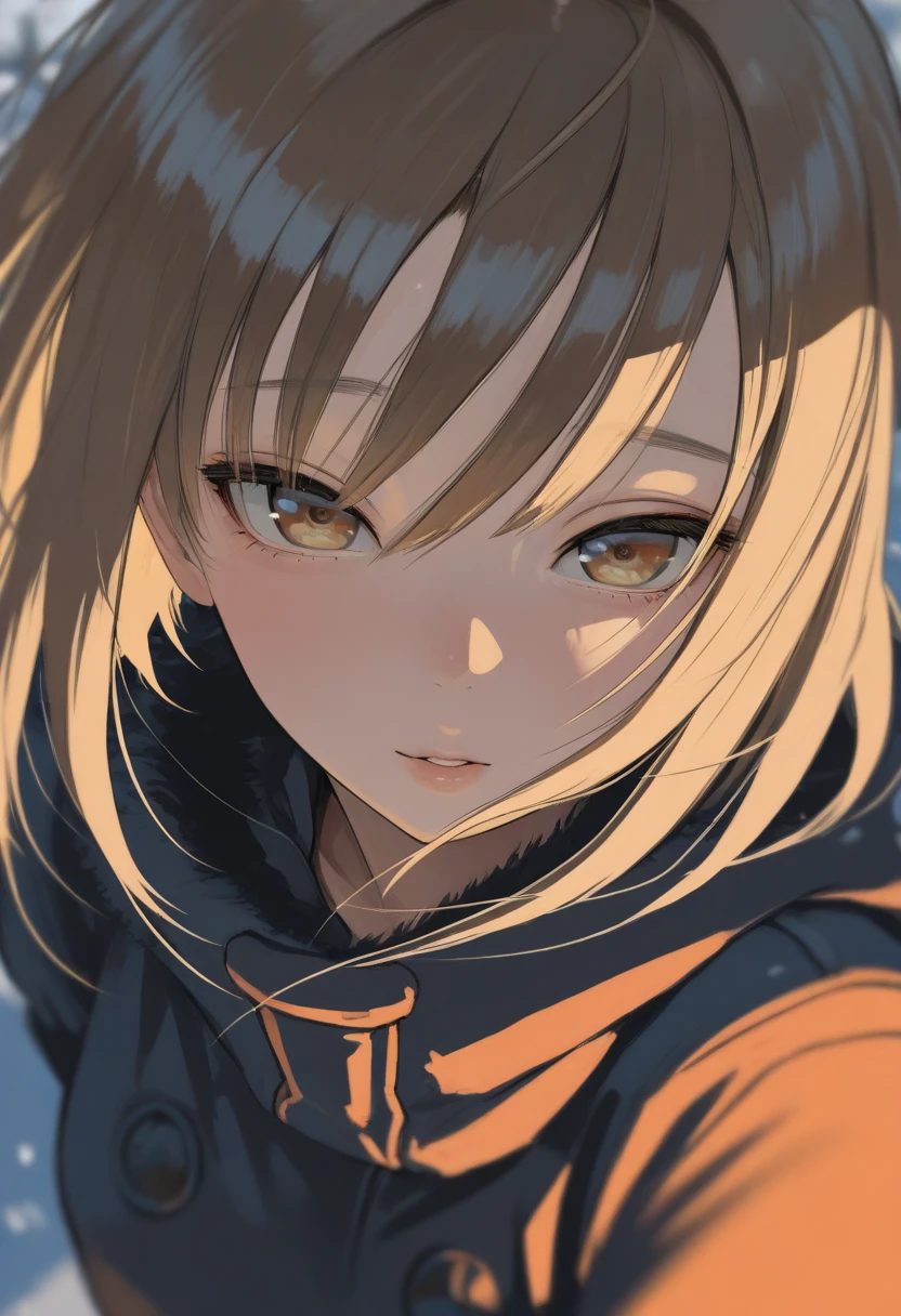 young woman, age 25, chestnut hair, blue colored eyes, black ninja outfit