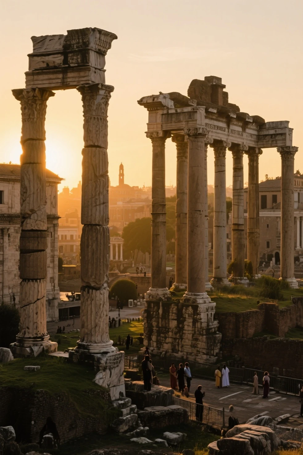 Rome with some of the most famous monuments at sunset