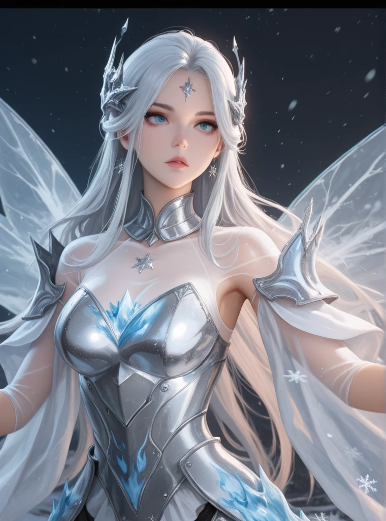 (((SFW、Precision、Highest quality、A first-class masterpiece、Normal body、8k、 Detailed Face 、Ultra-precision、 Normal hand、5refer to、Highest)))、 Neat, pretty, and cute silver-haired beautiful girl wearing a magical, racy, super high leg costume
