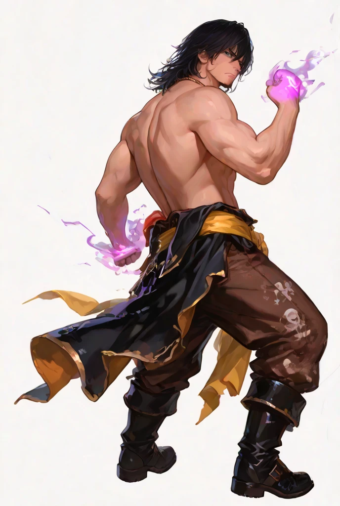 Man with goatee and white bandages, no chains.