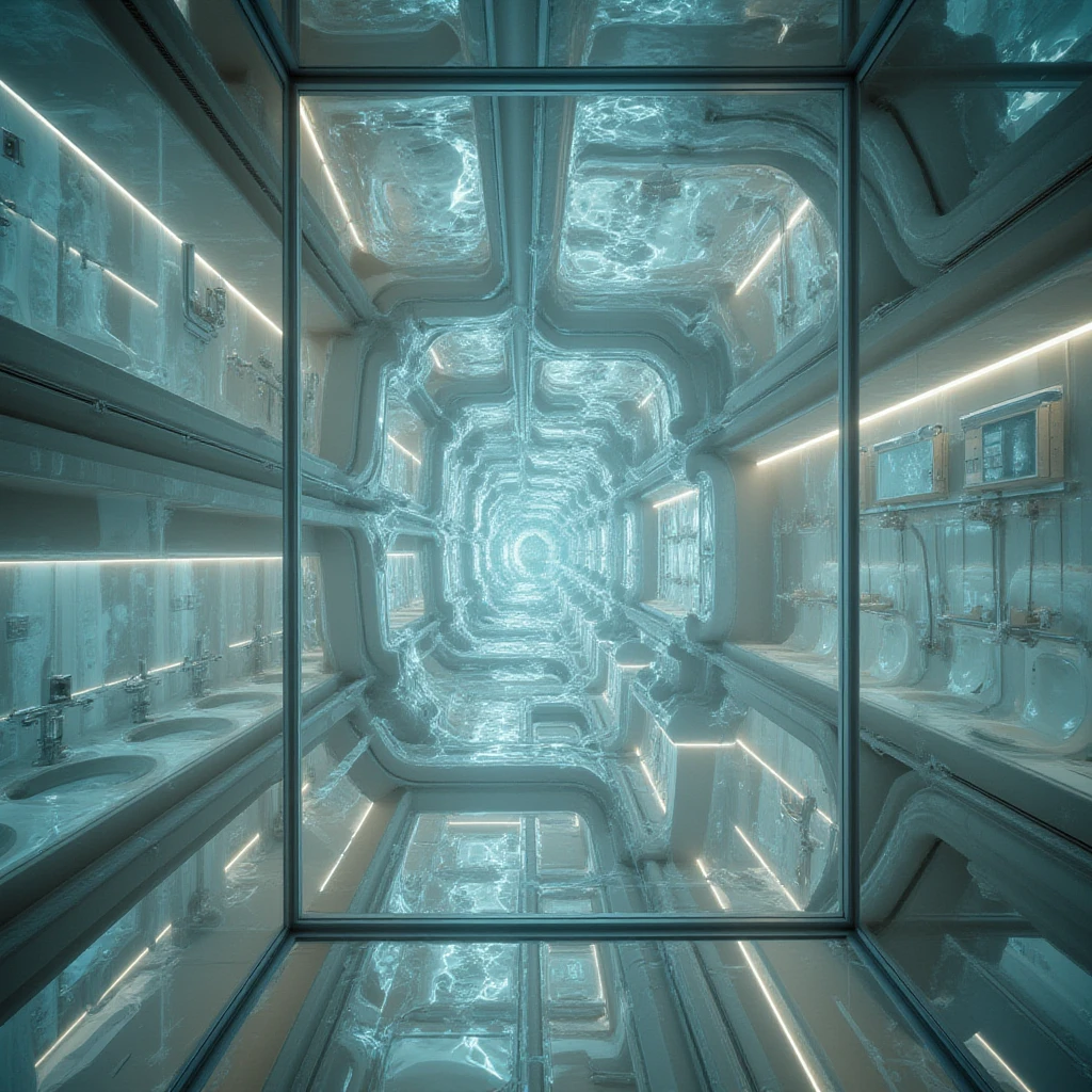 there is a bathroom with a glass shower and a sink, cyberpunk apartment, cyberpunk ikea, futuristic. game cg, the cyberpunk apartment, in a cyberpunk themed room, futuristic room, futuristic decor, futuristic room background, cgsociety 9, cyberpunk childrens bedroom, retro futuristic apartment, futuristic interior, futuristic ambiance, gaming toilet, cyberpunk style ， hyperrealistic, futuristic design --auto --s2