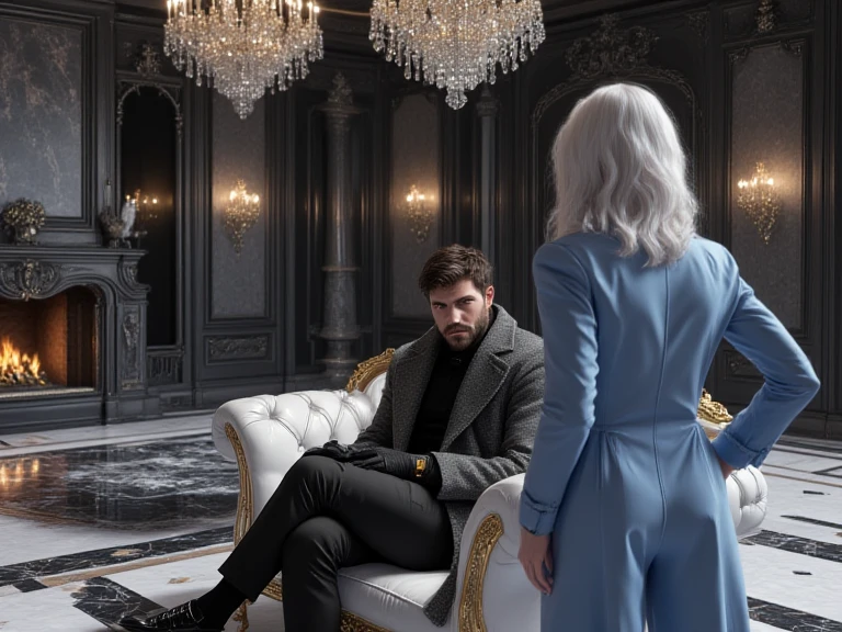 "Katniss Everdeen and Peeta Mellark being interviewed in the Capitol. The scene is set on an extravagant stage with lavish decorations, bright lights, and a large, enthusiastic audience dressed in flamboyant and colorful attire. Katniss and Peeta are seated in elegant chairs, looking polished and composed. The host, dressed in an opulent and flamboyant outfit, is engaging them with charismatic gestures. In the background, large screens display their images and dramatic visuals of the Games. The atmosphere is one of spectacle and manipulation, highlighting the contrast between the superficial glamour of the Capitol and the underlying grim reality of the Games."