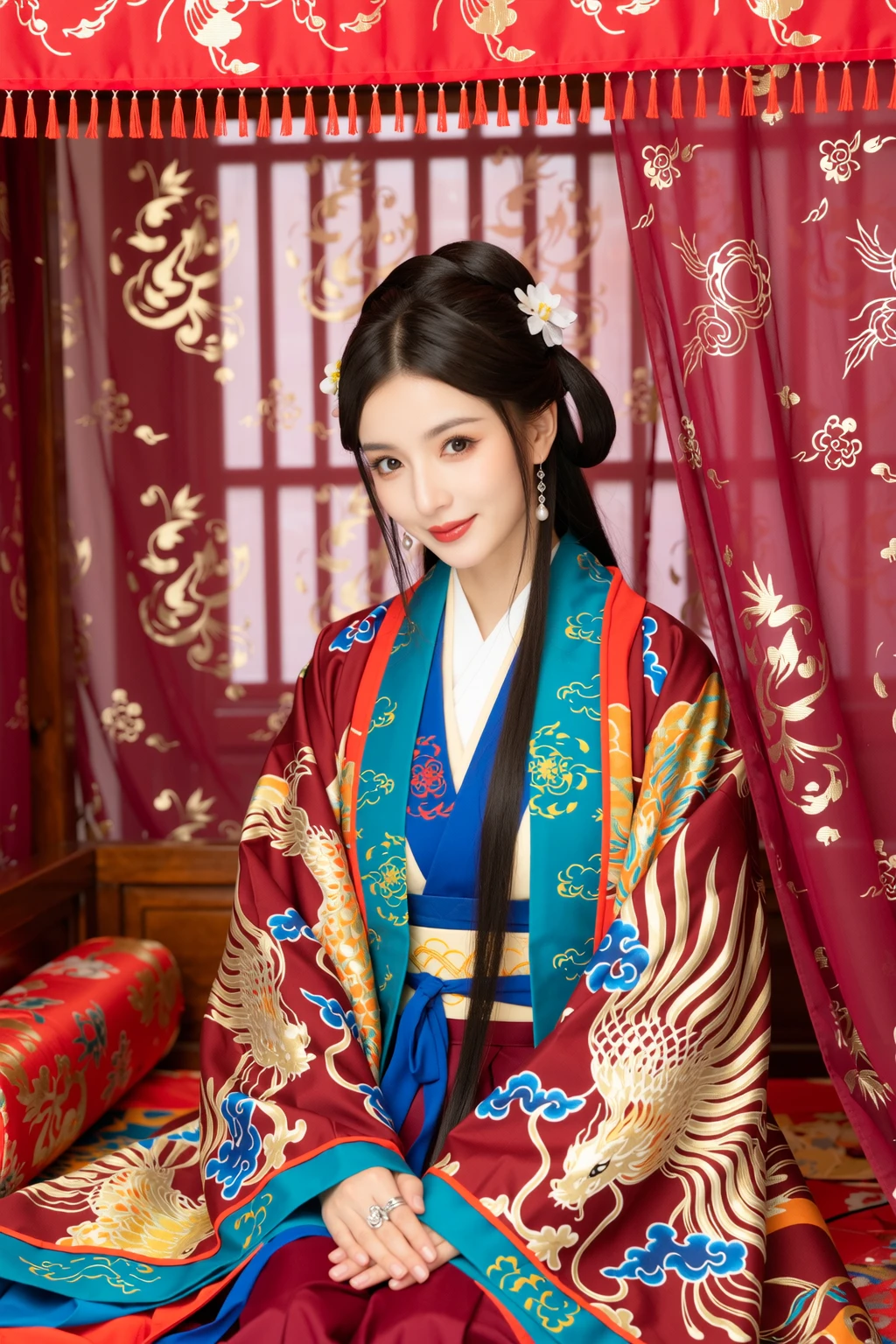 (Masterpiece, 23-year-old woman sitting in a Heian period mansion wearing a 12 simple kimono), 1 girl, early Heian Japan, 16K, (Kaguya-hime), wearing a haori, wearing a kimono, Heian period, Japan kimono, (wearing a luxurious silk twelve-piece kimono), perfect , traditional Japan, (super straight long hair that extends to the floor), shiny dark brown hair, top quality, ( Heian period mansion where you can see a big full moon in the night sky), (((16K transcendent beauty of the world))), RAW photography, bright moonlight, mysterious atmosphere, long lashes, combining elegance, elegance and intelligence,