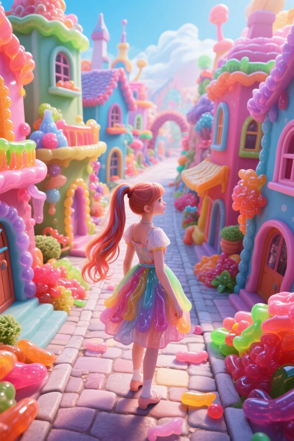 1girl, Candyland, aesthetic, A candy wonderland with pride colors. detailed matte painting, deep color, fantastical, intricate detail, splash screen, complementary colors, fantasy concept art, 8k resolution trending on Artstation Unreal Engine 5