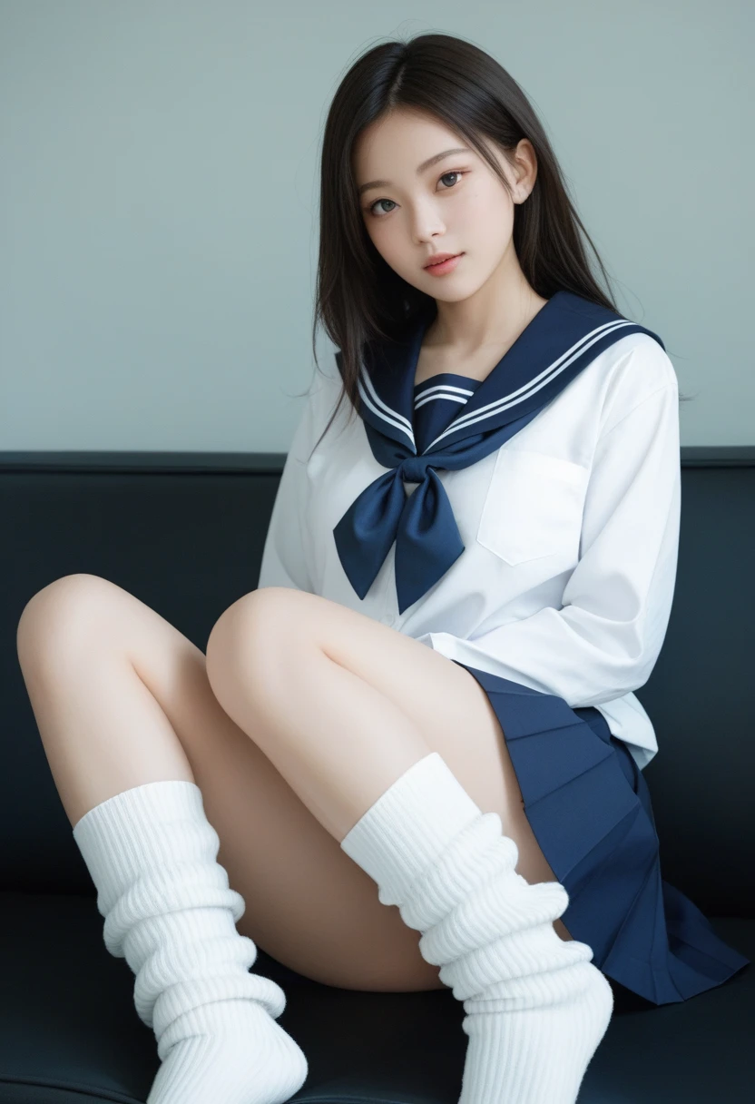 ulzzang -6500-v1.1, (Raw foto:1.2), (Photorealsitic:1.4), a beautiful detailed girl, extremely detailed eye and face, beatiful detailed eyes, Ridiculous, unbelievable Ridiculous, huge filesize, ultra-detailliert, hight resolution, ighly detailed, top-quality, ​masterpiece, Kemomimi, ((Japanese girls' high school uniform)), illustratio, ighly detailed, nffsw, unification, 8k wallpaper, magnifica, finely detail, ​masterpiece, top-quality, Highly detailed ticker uniform 8k wallpaper, Light on the Face、电影灯光、((witheout panties))、((dynamicposes)))、(camel's toe)、(half)、(panthyhose)、(Sitting on legs bending the knees))、short-haired、spread ????????