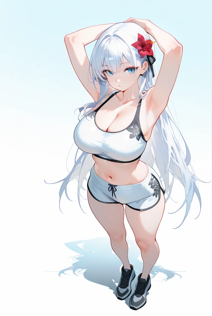 (best quality, masterpiece), 1 girl, centaur, It takes, White skin, Korean , Smiling, exposing the abdomen,Sportsbra, 아름다운 소녀 perfect wolf photo, perfect wolf photo