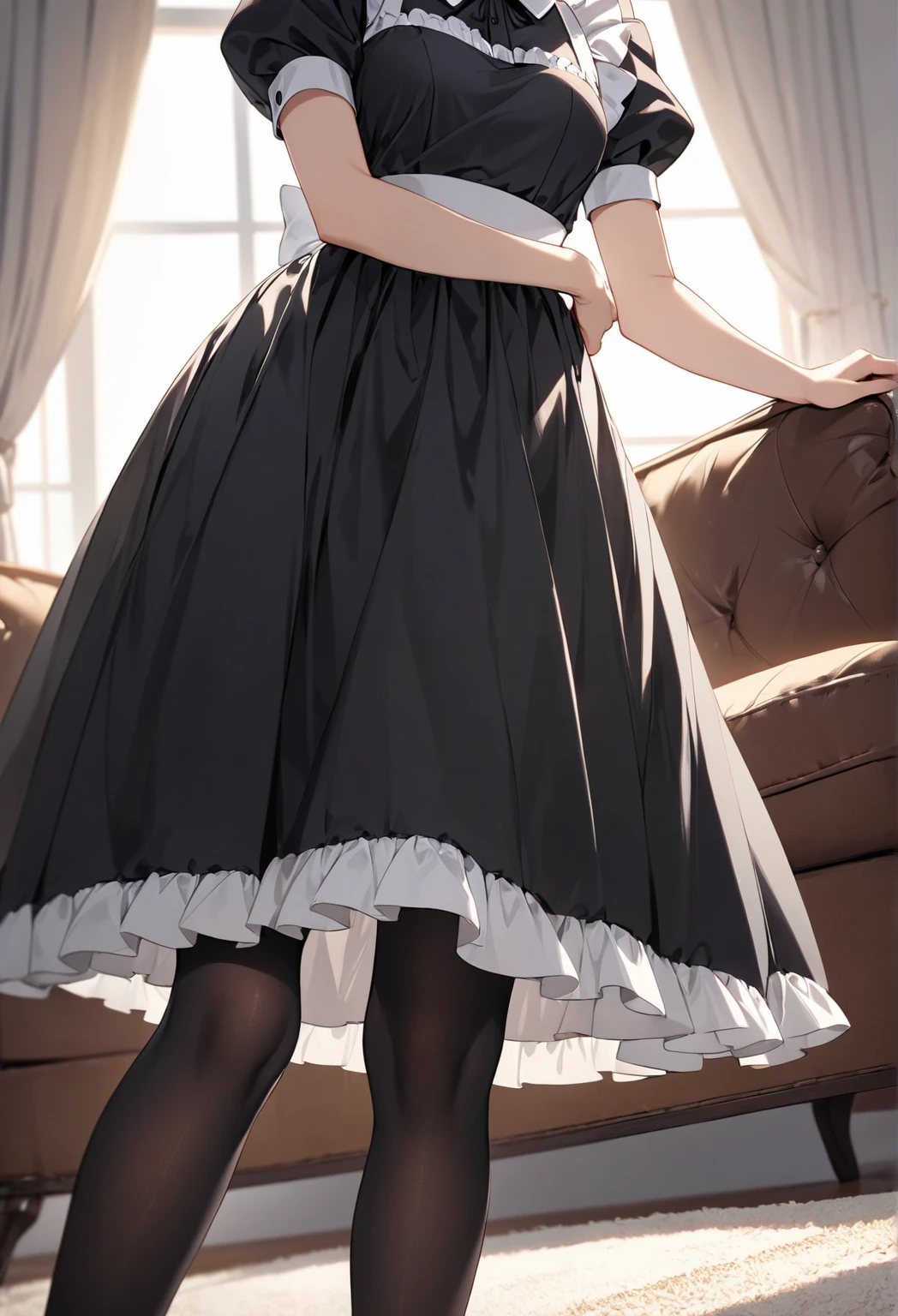 ((masterpiece)), ((best quality)), ((ultra detailed)), ((kawaii)), cute, (lovely), ((extremely detailed)), ((8K)), (beautiful), full body, luxury room, a cute girl, 1girl, solo, blue mini camisole dress,beautiful light brown hair, ((detailed beautiful brown eyes)), white-skinned, flat , tiny , garter belt,(garter stockings:1.4),pink eyeshadow