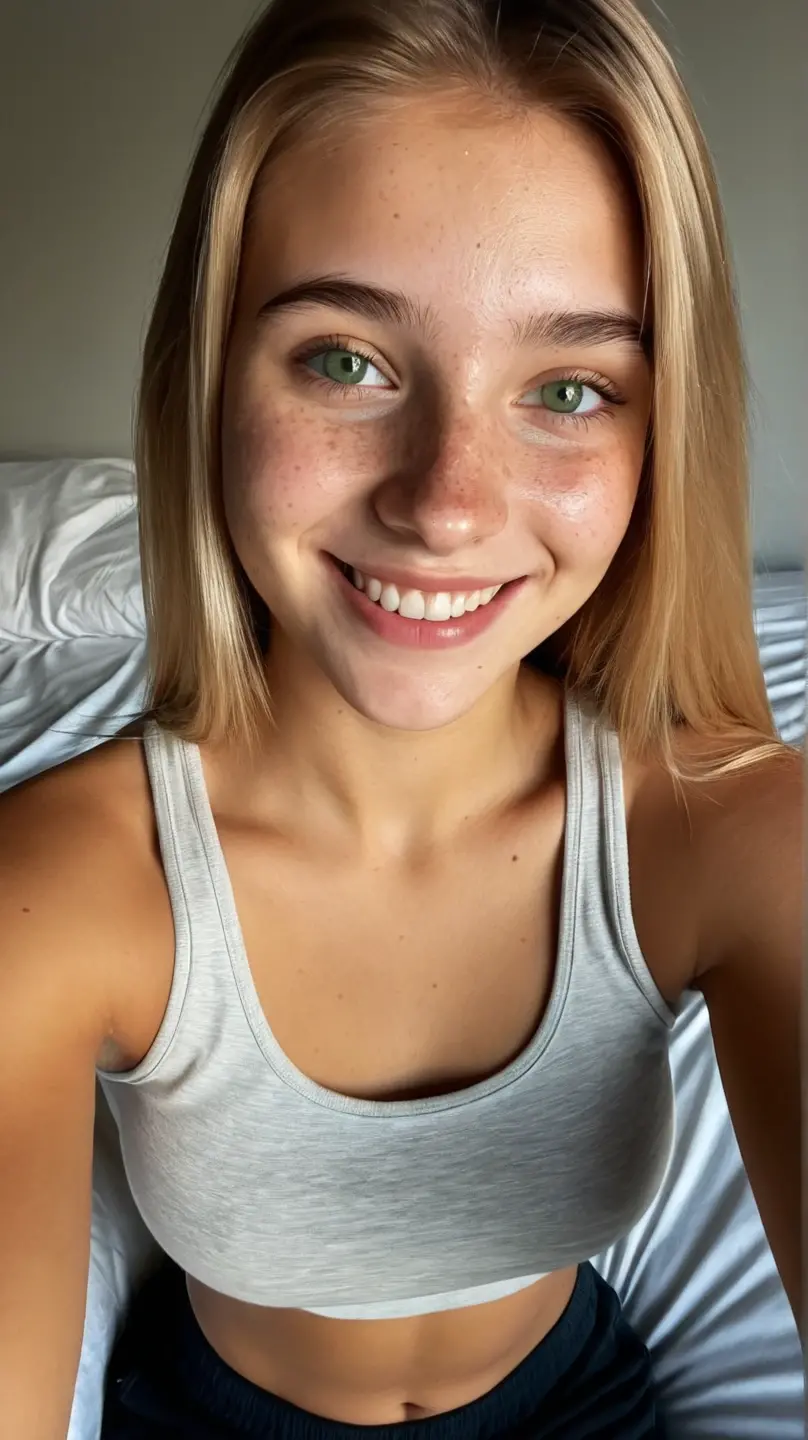 fille de 18 ans blonde nue avec un appareil dentaire