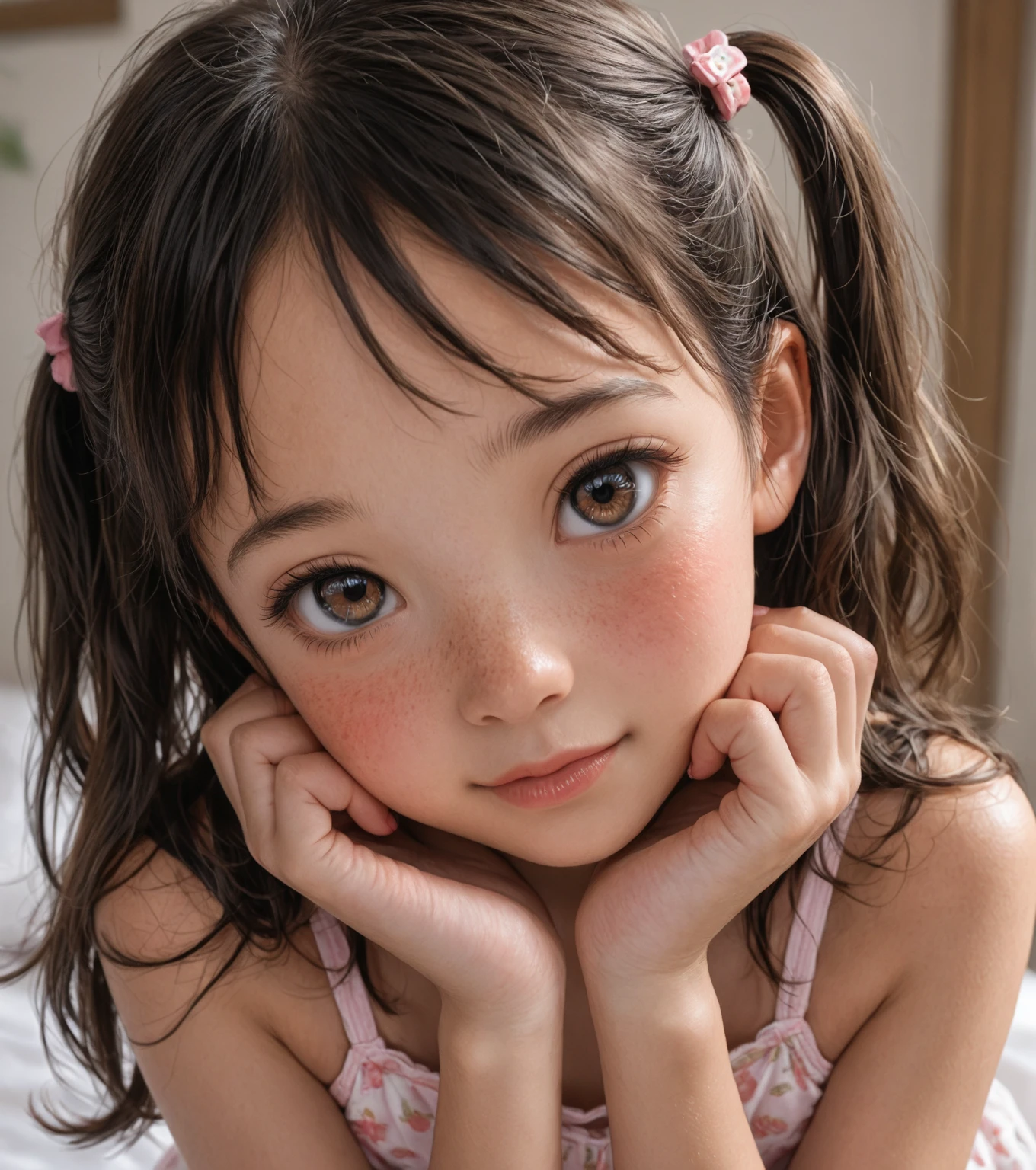 , 8k, High-level, absurd, masterpiece, best quality, primitive, very detailed CG, very detailed wallpaper, perfect lighting, Extremely detailed (((The personifying " Dwarf " as a Little Girl))), MysticSight, Tyndall effect, Tyndall scattering, Studio gray background with (many Dazzling RainbowColor particles BokeH:1.28), (RoundlyButts, ThighGap), (:0.4), ( with looking ahead), BREAK (NOGIZAKA face variations) Extremely Detailed very KAWAII face variations, perfect , Childish, captivating gaze, elaborate detailed Eyes with (sparkling highlights:1.28), long eyelashes、Glossy RED Lips with beautiful details, Coquettish tongue, Rosy cheeks, Radiant PearlSkin with clear transparency . { (Dynamic LifeLike expressions:1.4) | :d) }, (large eyes:-1) .