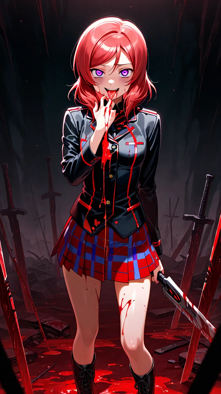 Anime girl in a school uniform standing in front of a store - SeaArt AI