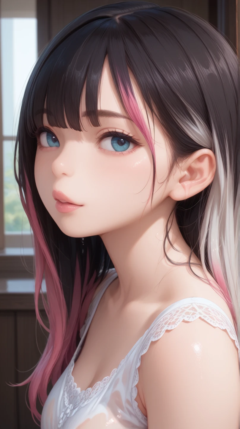  (masterpiece:1.3), (Best Quality:1.3), (Ultra-detailed:1.2), ((kawaii)), Cute, (lovely), ((sexy)), ((Extremely detailed)), 4K, (8K), Best Quality, (Beautiful), Illustration, anime style, (bold line:1.2), Gradation, looking at viewer, //, (bent down:1.1), (arms behind back), //, a cute girl, 1girl, (solo:1.2), gleaming skin, //, (flat chested), (Perfect eyes:1.2), (Perfect iris:1.2), //, darkblue hair color, (beautiful eyes) //, (half closed eyes:1.3), ( expression:1.2), Fascinated expression, smile, (blush:1.2), //, modern city background, on rock, twin tails, muscle girl, hard abs,  abs, NECKLACE, tight blouse, skirt