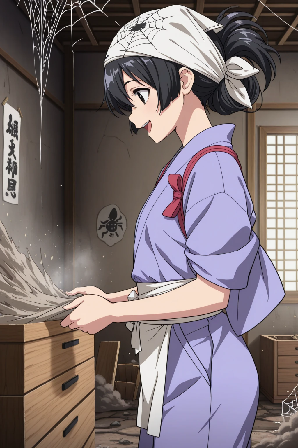 Anime girl in a kimono outfit holding a plate in her hand - SeaArt AI